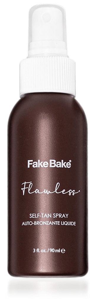 brown mini bottle of Flawless tanner with white sprayer